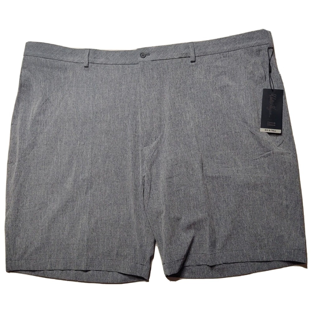 WALTER HAGEN Men Big & Tall 50 Navy 11 Majors Textured Grid 11" Golf Shorts NEW